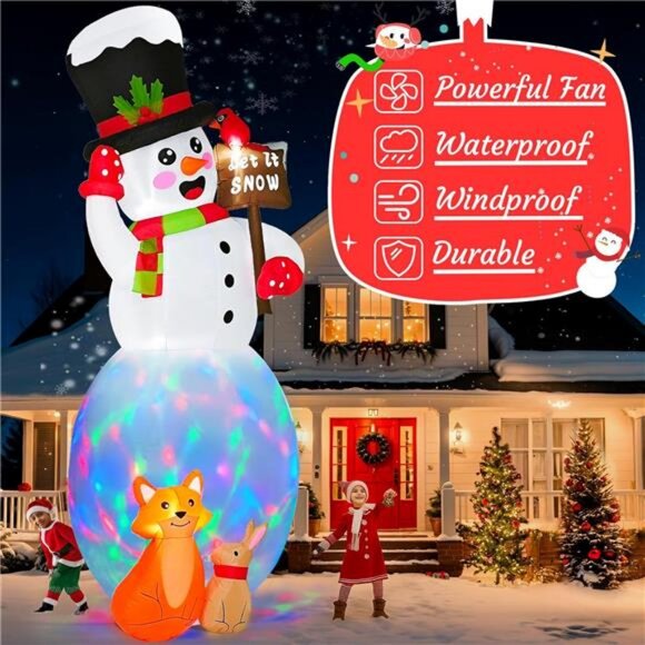 12FT Christmas Inflatables Outdoor Decoration, Giant Inflatable Snowman Cardinal - Picture 4 of 8